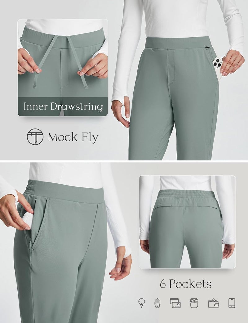 Baleaf Women's Fleece Lined Pants Joggers Water Resistant Zipper Pockets Winter Thermal Golf Pants Cold Weather Gear - Image 3